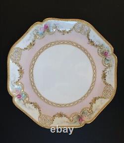 Antique WG Limoges France Hand Painted Roses Heavy Gold Jeweled Service Tray