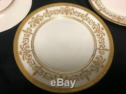 Antique White And Gold French Limoges Hand Painted Porcelain Plates 6 X 8 1/4