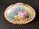 Antique (ca. 1880s) Limoges Hand Painted Roses By A Lake Signed 13&1/2 Plaque