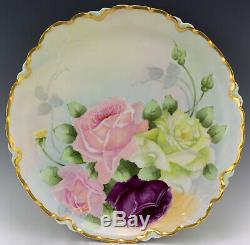 Antiques 13 Limoges Hand Painted Roses Platter Plate