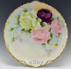 Antiques 13 Limoges Hand Painted Roses Platter Plate