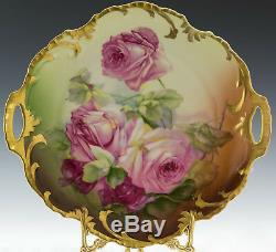 Antiques Bavaria Hand Painted Roses Cake Plate
