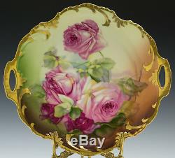 Antiques Bavaria Hand Painted Roses Cake Plate