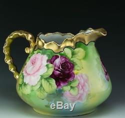 Antiques Hand Painted Roses Pitcher