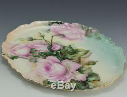 Antiques Limoges France Hand Painted Roses Tray