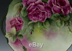 Antiques Limoges Hand Painted Roses Cake Plate