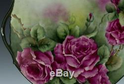 Antiques Limoges Hand Painted Roses Cake Plate