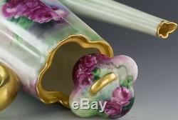 Antiques Limoges Hand Painted Roses Chocolate Pot