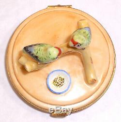 Artoria Limoges PARROTS IN GOLDEN CAGE-TRINKET BOX, #1005 Hand Painted & Signed