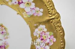 Atq B&H LIMOGES France Hand Painted Heavy Gold APPLE BLOSSOM 9 Cabinet Plate