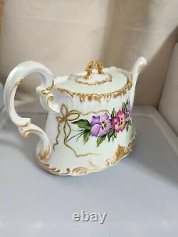 Authentic Signed Vintage Haviland Limoges Hand Painted flowers coffee/ teapot