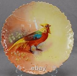 B&H Limoges Hand Painted Golden Pheasant & Gold 9 3/4 Inch Plate C. 1890s