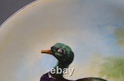 B&H Limoges Hand Painted Signed Henriot Mallard Duck 12 5/8 Inch Charger C. 1890s