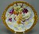 B&h Limoges Hand Painted Signed Purple & Green Grapes & Heavy Gold Cake Plate