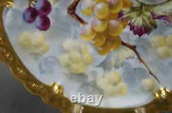 B&H Limoges Hand Painted Signed Purple & Green Grapes & Heavy Gold Cake Plate
