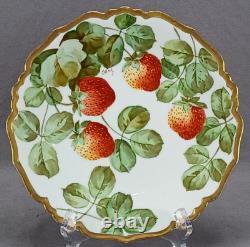 B&H Limoges Hand Painted Signed Sena Strawberries & Gold 8 3/4 Inch Plate