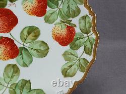 B&H Limoges Hand Painted Signed Sena Strawberries & Gold 8 3/4 Inch Plate