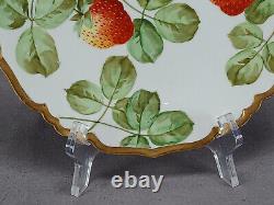 B&H Limoges Hand Painted Signed Sena Strawberries & Gold 8 3/4 Inch Plate