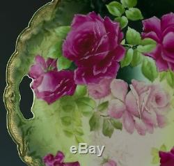 Bavaria Hand Painted Roses Cake Plate