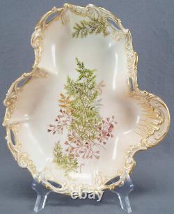 Bawo & Dotter Coiffe Limoges Hand Painted Ferns & Gold Serving Dish 1896 1900