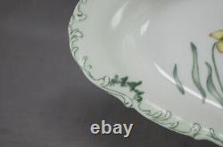 Bawo & Dotter Limoges Hand Painted Yellow Daffodils Green Scrollwork Celery Dish