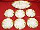 Beautiful Antique Hand Painted 7 Pc. Limoges Dessert Gold Set Signed T. Luc