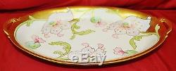 Beautiful Antique Hand Painted 7 Pc. Limoges Dessert Gold Set Signed T. Luc