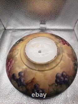 Beautiful Antique Large T & V Limoges Hand Painted Bowl With Grapes