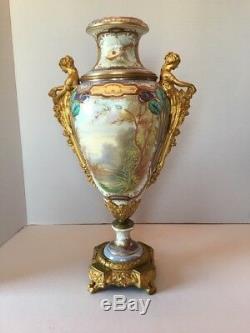 Beautiful Antique Sevres Art Nouveau Hand Painted Porcelain Vases Signed Collot