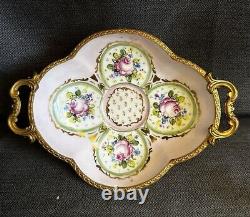 Beautiful French Limoges Hand Painted & Signed Small Dish/Tray withhandles-2e