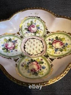 Beautiful French Limoges Hand Painted & Signed Small Dish/Tray withhandles-2e