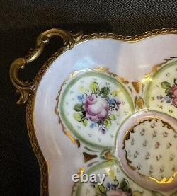 Beautiful French Limoges Hand Painted & Signed Small Dish/Tray withhandles-2e