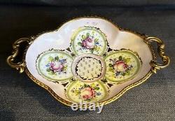 Beautiful French Limoges Hand Painted & Signed Small Dish/Tray withhandles-2e