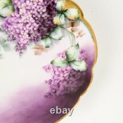 Beautiful Hand Painted Lilacs Cabinet Plate, (Probably Limoges) 8-1/2 D Signed