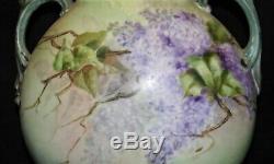 Beautiful Large Handpainted Jp/l Limoges Lilacs Vase 11 1/2