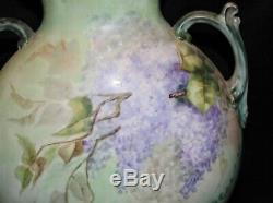 Beautiful Large Handpainted Jp/l Limoges Lilacs Vase 11 1/2