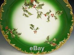 Beautiful Limoges France Hand Painted Holly Berries Charger