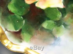 Beautiful Limoges Hand Painted Peach Roses 16 Tray Platter Artist Seidel/worth