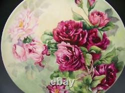 Beautiful Limoges Hand Painted Roses Charger 14