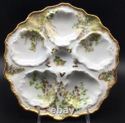 Beautiful TV Limoges Hand Painted Oyster Plate 22K Gold Paint C 1900