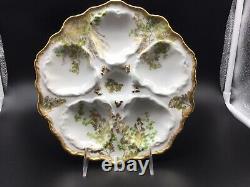 Beautiful TV Limoges Hand Painted Oyster Plate 22K Gold Paint C 1900