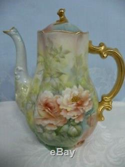 Beautiful Vintage H & Co. Limoges, France Coffee/chocolate/tea Pot, Hand Painted