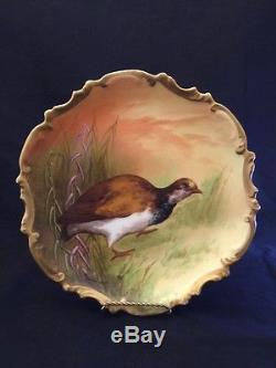 Beautiful Vintage Limoges Hand painted Coronet Game Bird Plate, Artist Signed