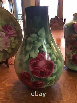Belleek Willets Limoge Rose Hand Painted Large Vase