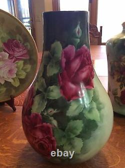 Belleek Willets Limoge Rose Hand Painted Large Vase