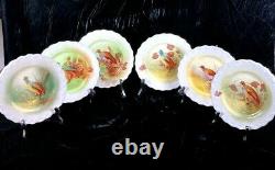 Blakeman & Henderson Hand Painted Fowl Plates (6) Limoges France Excellent Cond