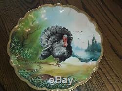 Blakeman &Henderson Limoges Charger HAND Painted Turkey Plate Signed Baumy