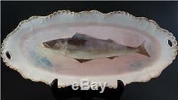 C1890 French Limoges Porcelain Fish Platter for Mermod & Jaccard Hand Painted