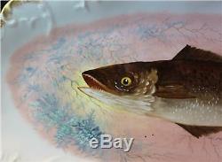 C1890 French Limoges Porcelain Fish Platter for Mermod & Jaccard Hand Painted