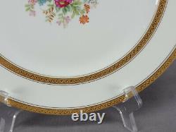 CA Limoges Hand Painted Signed Mireille Pink Rose Floral Gold 10 3/8 Inch Plate